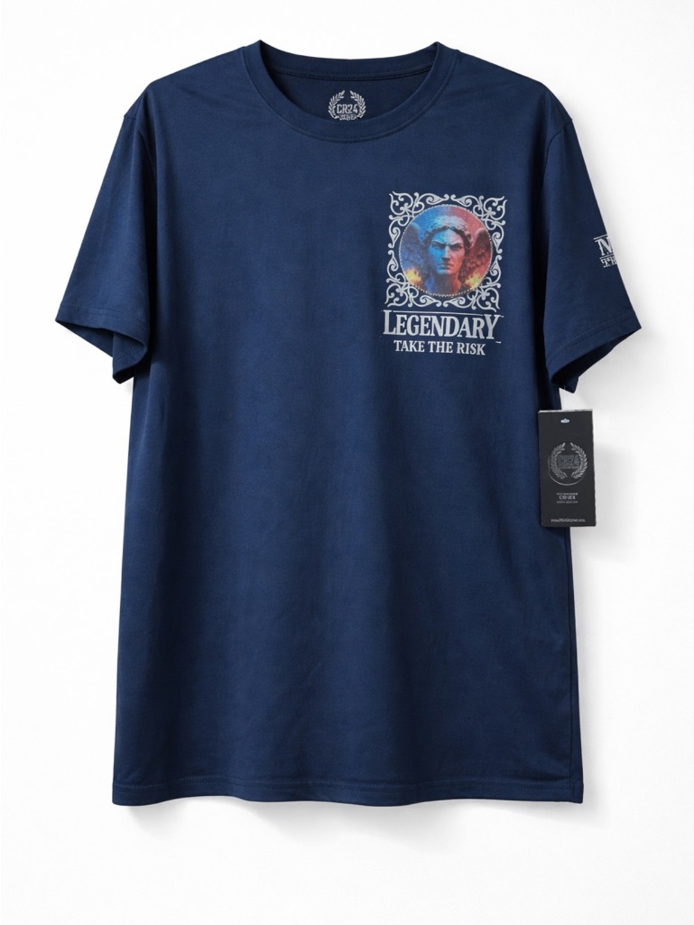 CR24 Chrome Edge Angel Graphic Tee Navy Embroidered L NWT